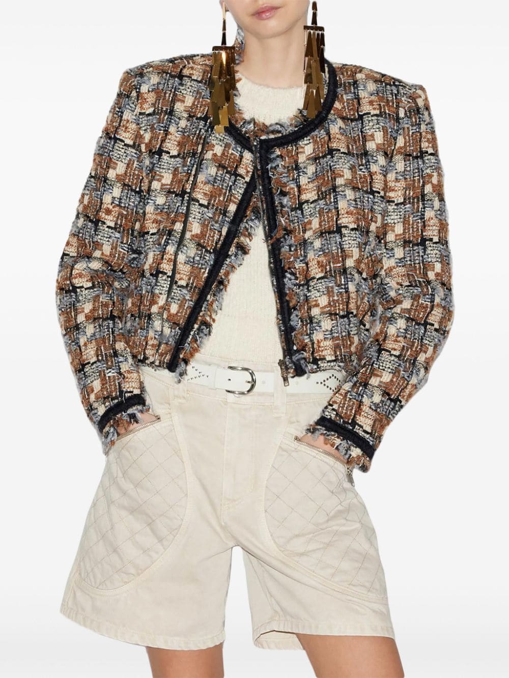 Shop Isabel Marant Kerry Tweed Jacket In Brown