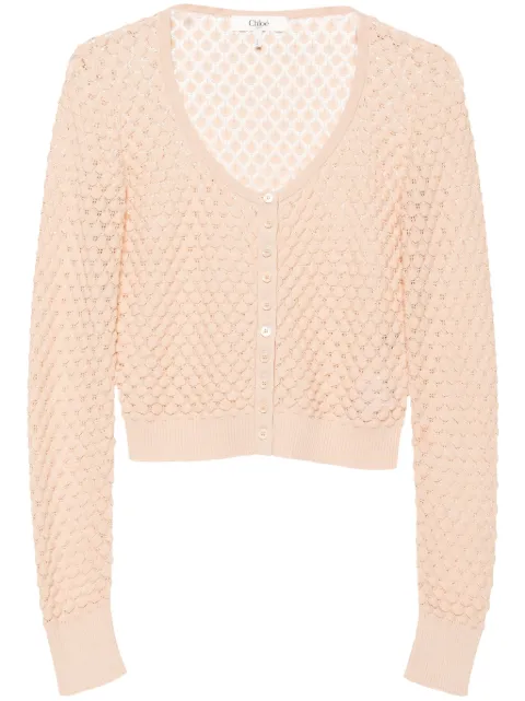 Chloé cropped pointelle-knit cardigan