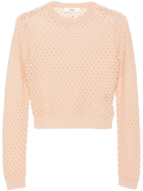 Chloé cropped pointelle-knit jumper