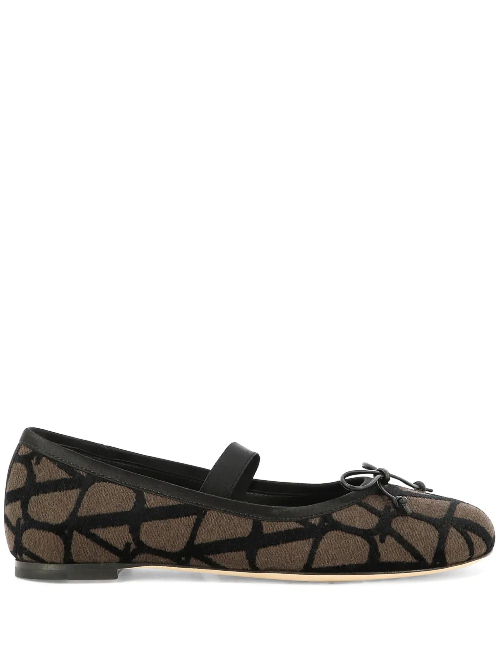 Valentino Toile Iconographe Canvas & Satin Ballerina Flat In Brown