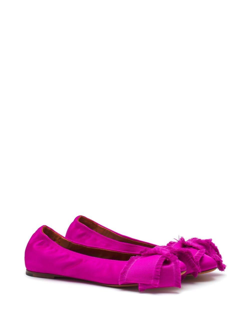 Shop Lanvin Satin Bow Ballerina Shoes In Pink