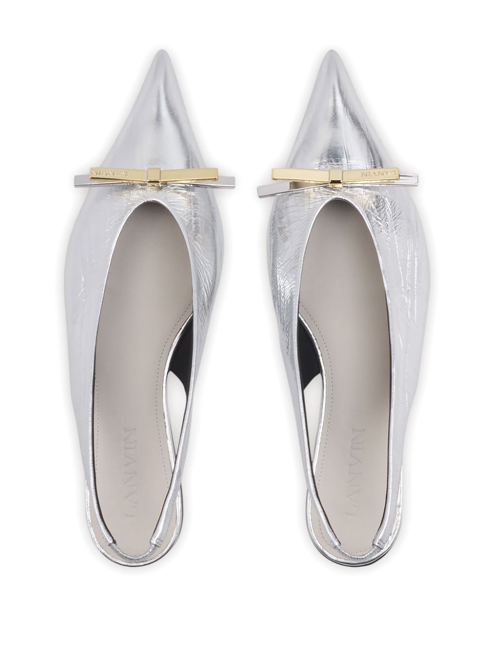 Lanvin Gelamineerde leren ballerina's Zilver