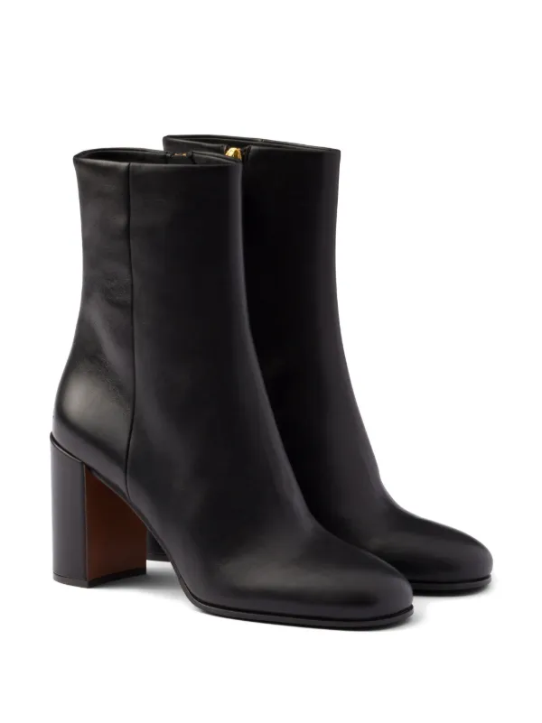 Prada Leather Booties | Black | FARFETCH CA
