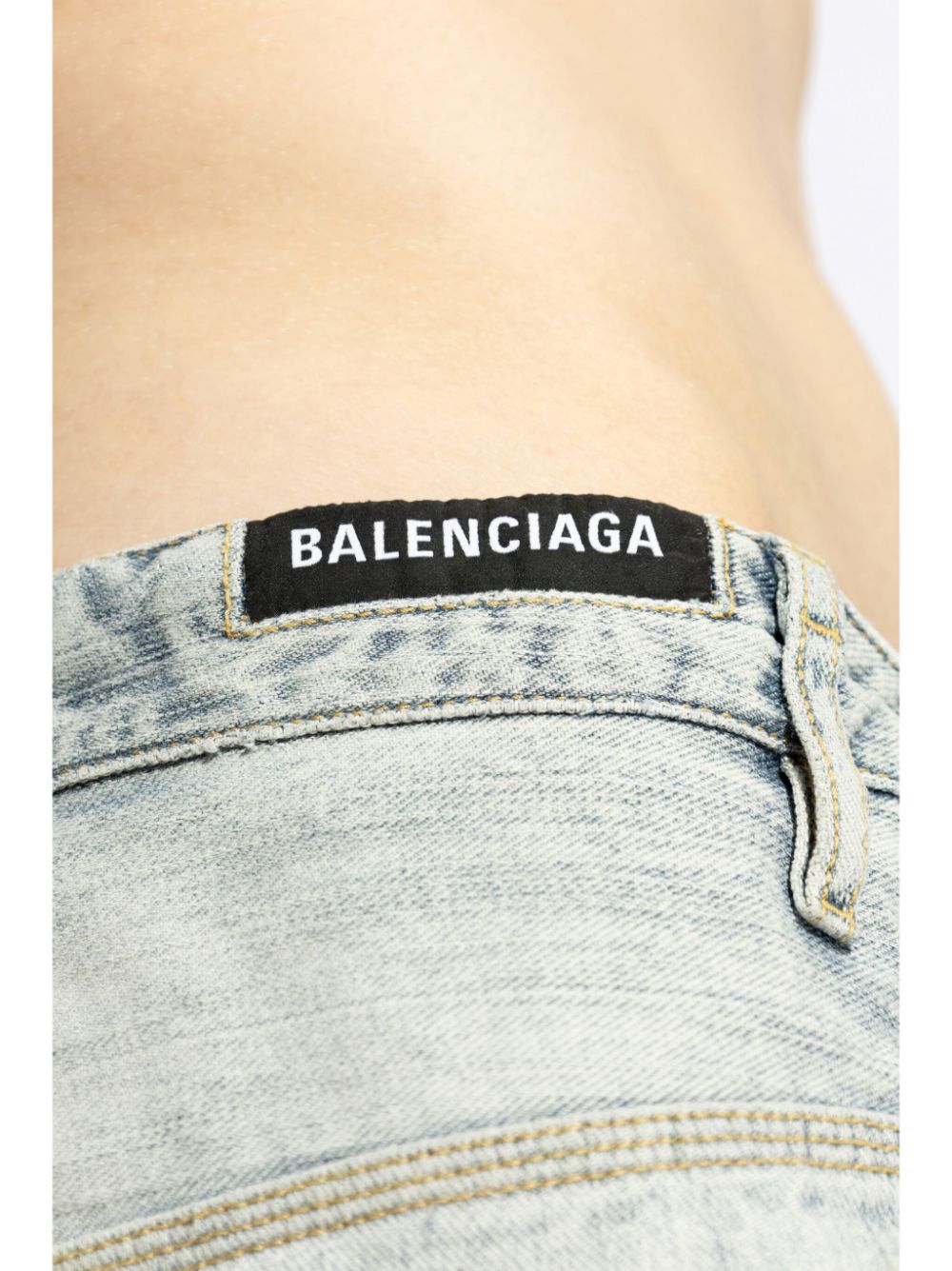 Shop Balenciaga Knee-length Denim Shorts In Blue