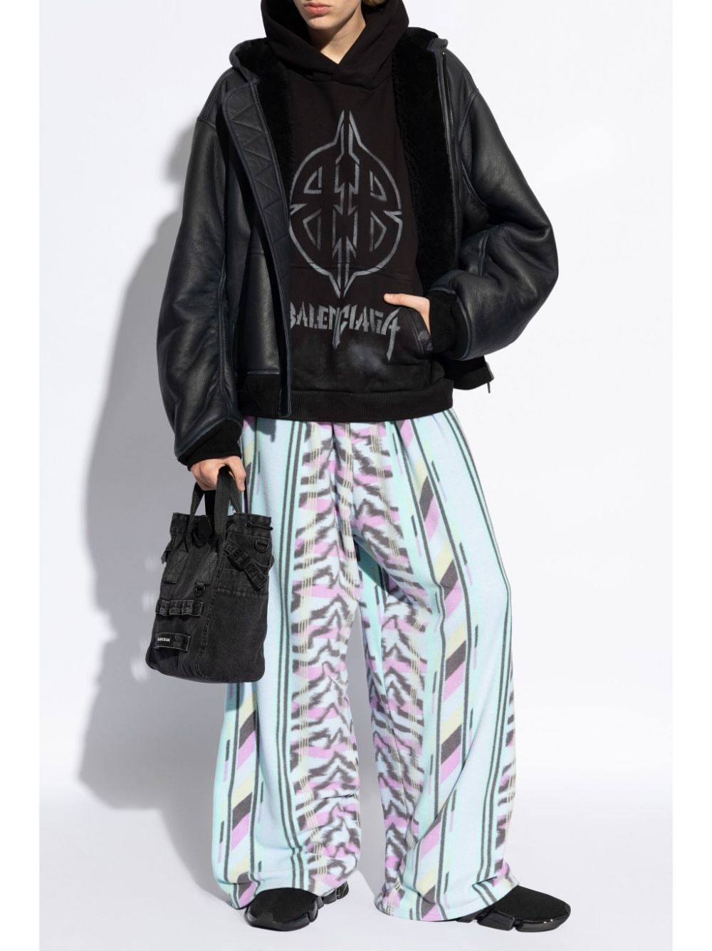 Shop Balenciaga Graphic-print Trousers In Blue