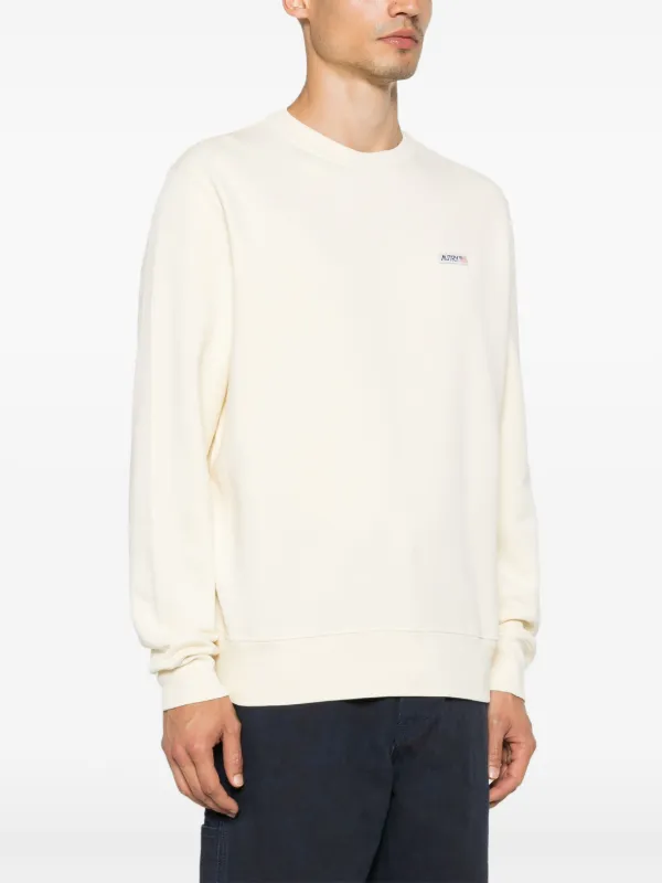 【送料&関税込】Autry Beige Crewneck Sweater With Logo Patch Autry Beige Crewneck Sweater With Logo Patch In Fabric Man