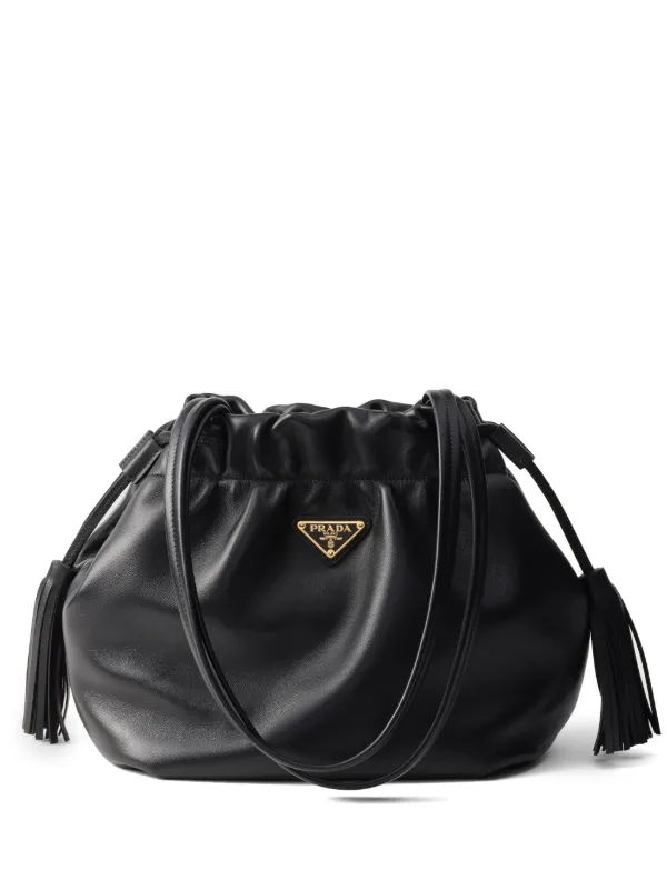 Prada Nappa Leather Shoulder Bag | Black | FARFETCH ID