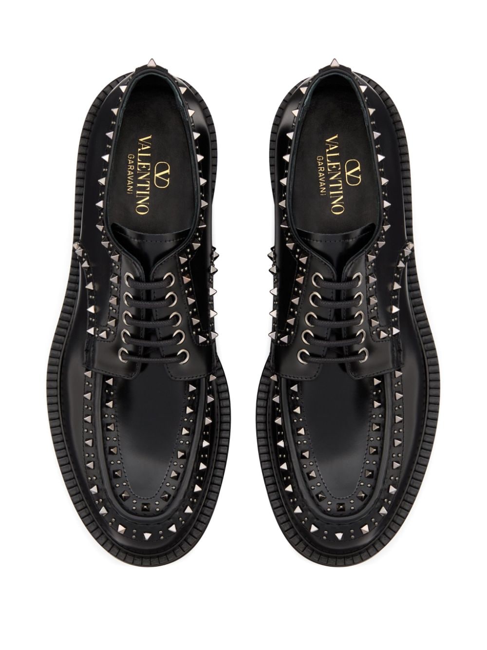 Shop Valentino Rockstud Derby Shoes In Black