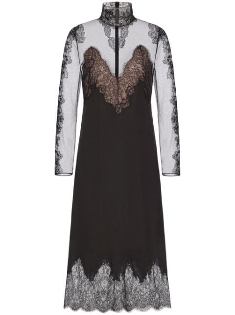 Valentino Garavani lace-appliqué silk midi dress