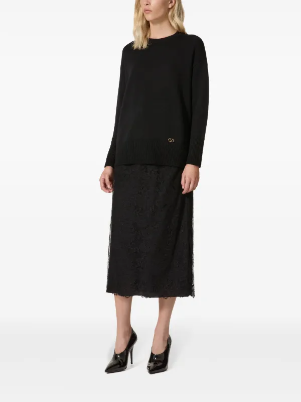 Valentino Garavani レースディテール スカート | ブラック | FARFETCH JP