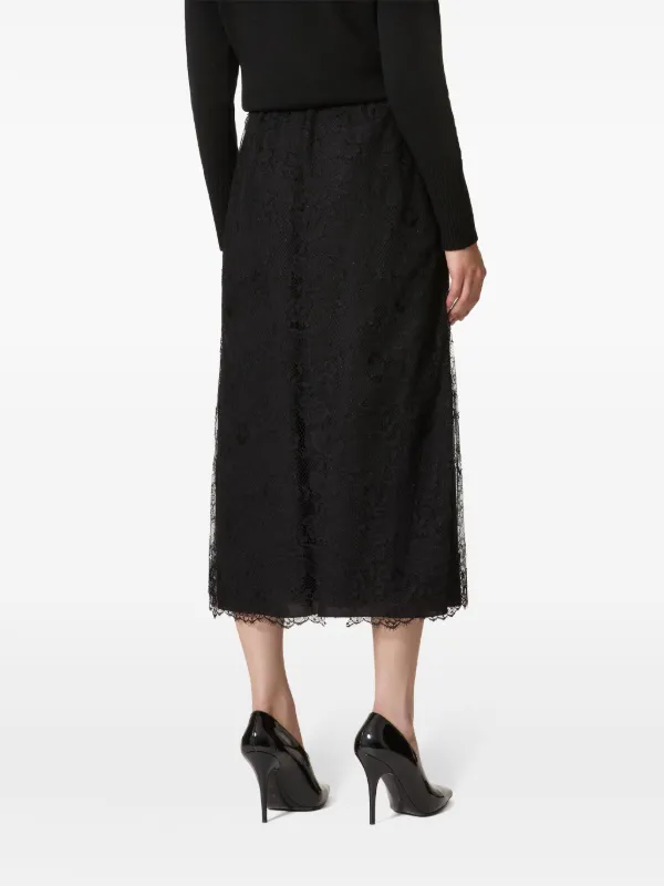 Valentino Garavani レースディテール スカート | ブラック | FARFETCH JP