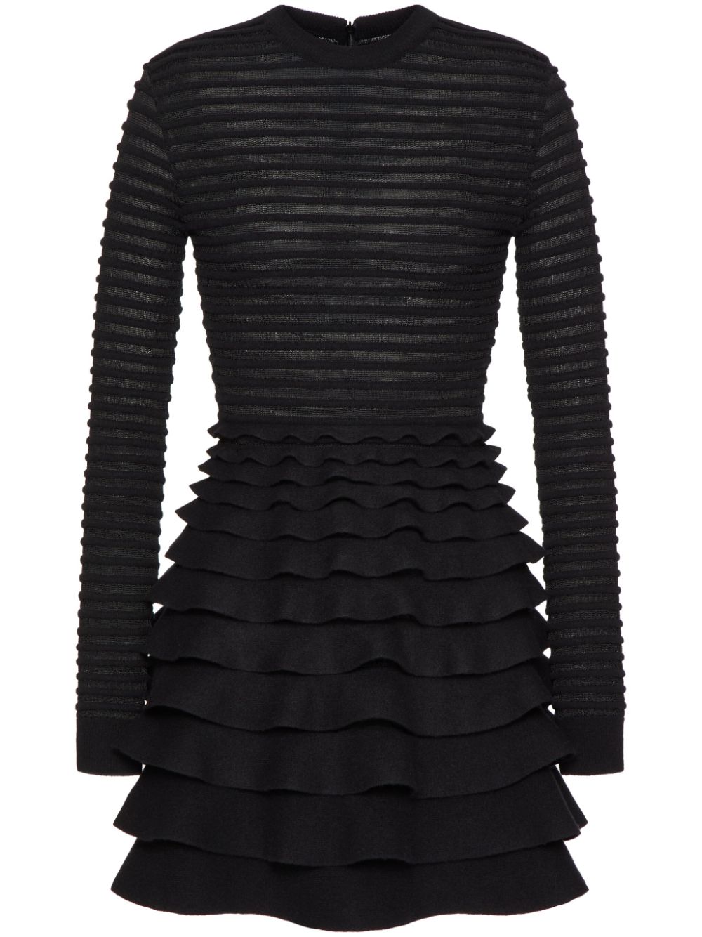 Valentino Garavani ribbed-tiered mini dress – Black