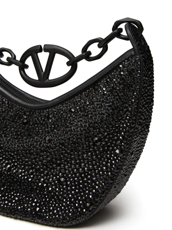 ヴァレンティノ Vlogo ムーン ブラック ミニ ホーボー バッグ Valentino Garavani VLogo Moon Mini Hobo Bag in Nappa Leather
