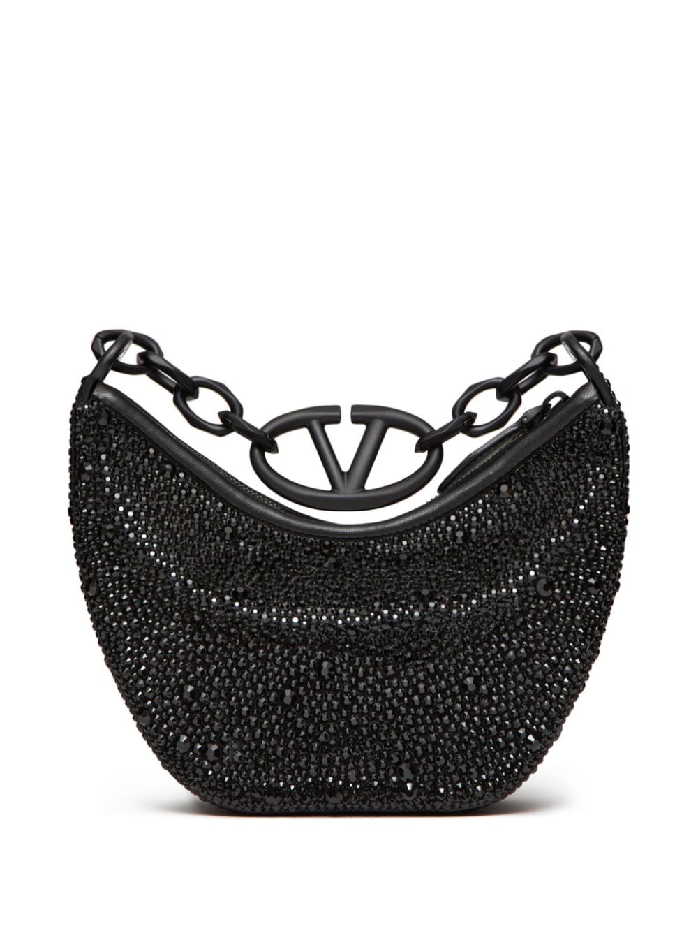 Shop Valentino Mini Vlogo Moon Hobo Bag In Black