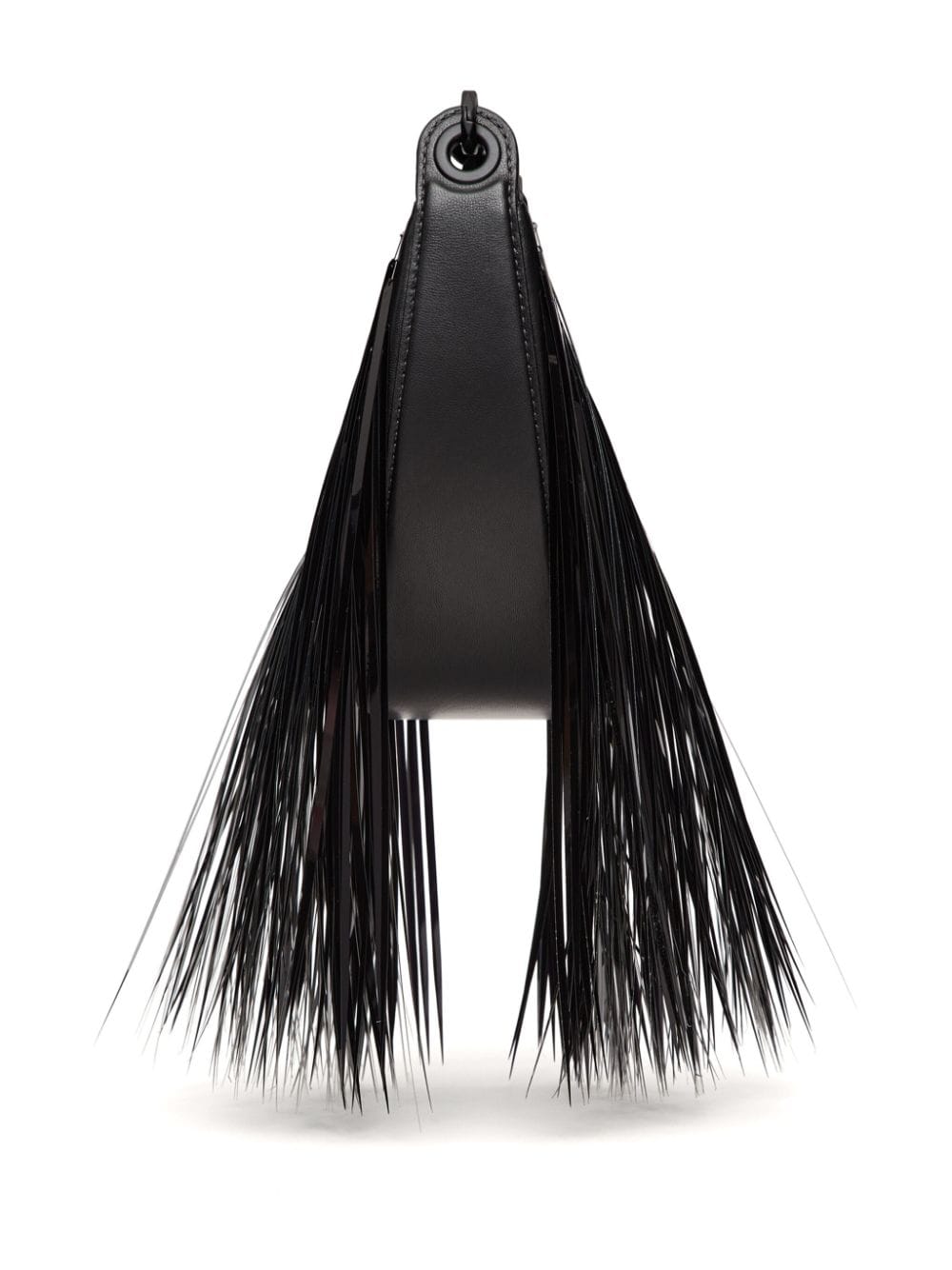 Shop Valentino Fringed Shoulder Bag In Black