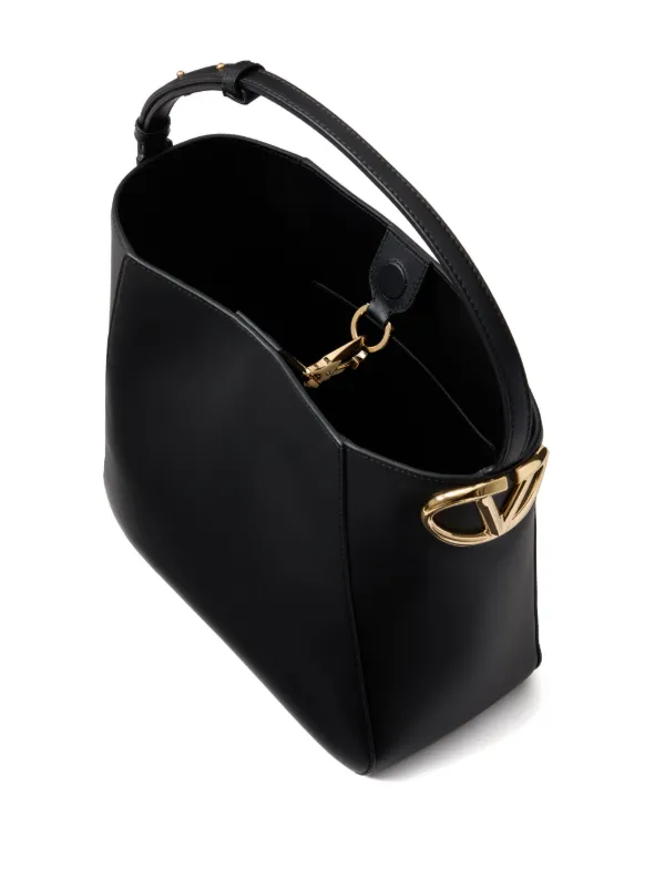 Valentino Garavani Vlogo Leather Bucket Bag | Black | FARFETCH