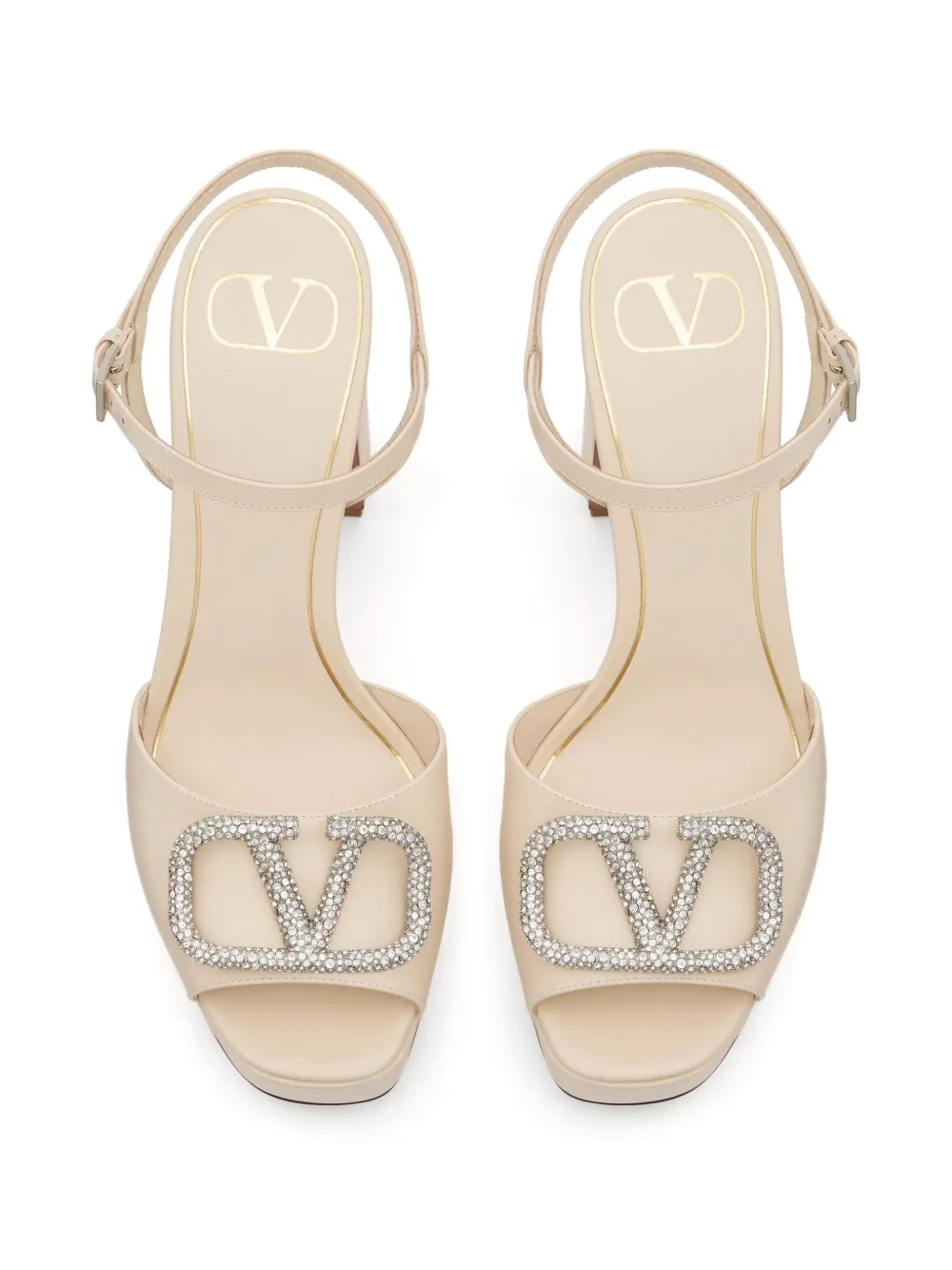 Valentino Garavani 115 mm VLogo Signature sandalen met plateauzool Beige