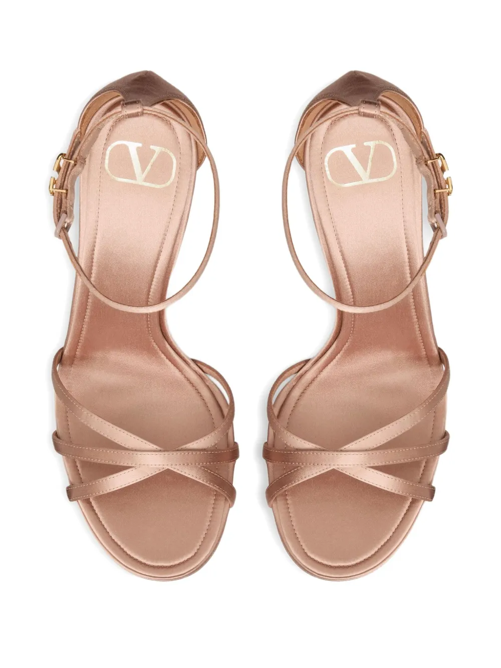 Valentino Garavani 105mm Logo-buckle sandals Neutrals