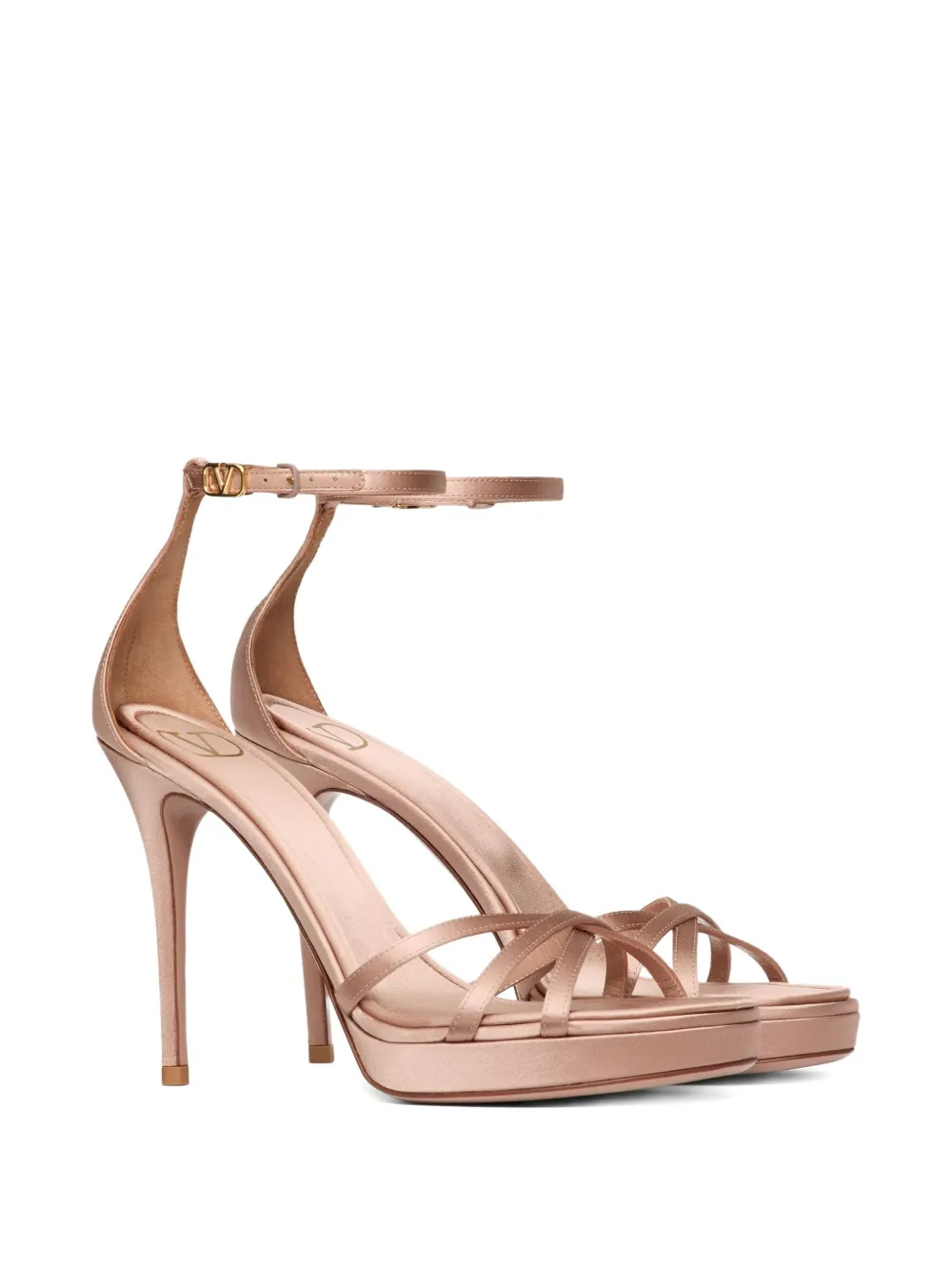 Valentino Garavani 105mm Logo-buckle sandals Neutrals