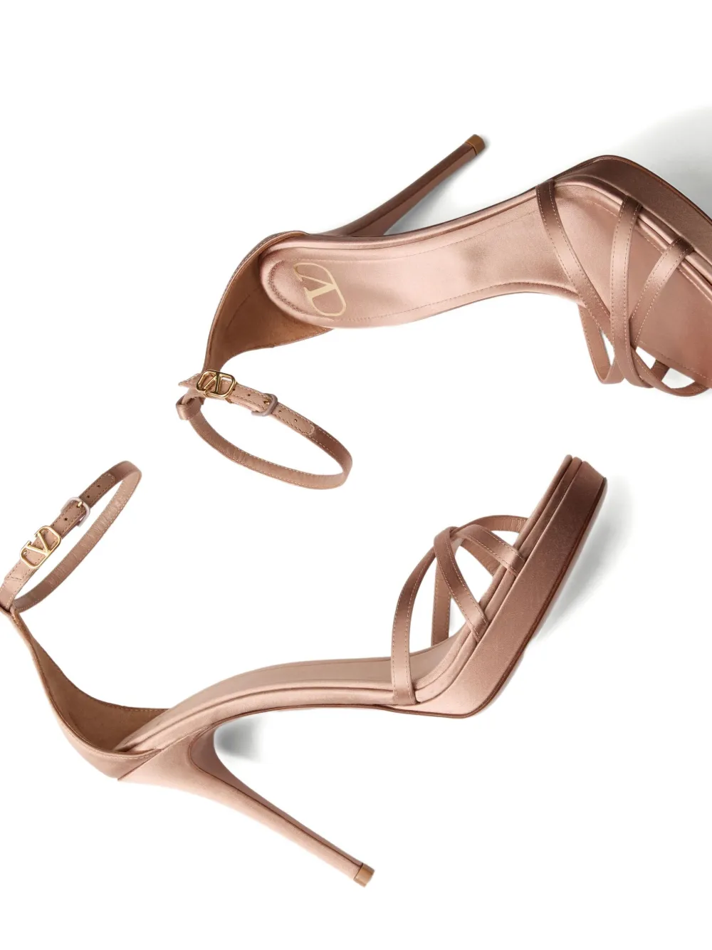 Valentino Garavani 105mm Logo-buckle sandals Neutrals