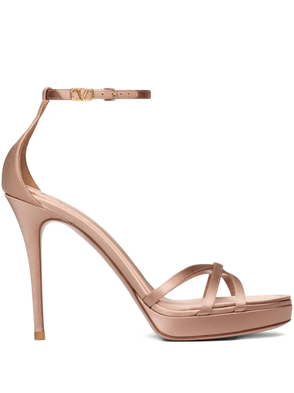 Valentino Garavani 105mm Logo-buckle sandals Neutrals