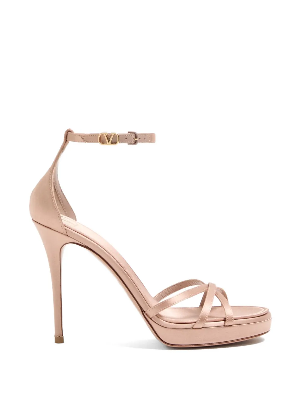 Valentino Garavani 120 mm Eveninglam satijnen sandalen met plateauzool Beige