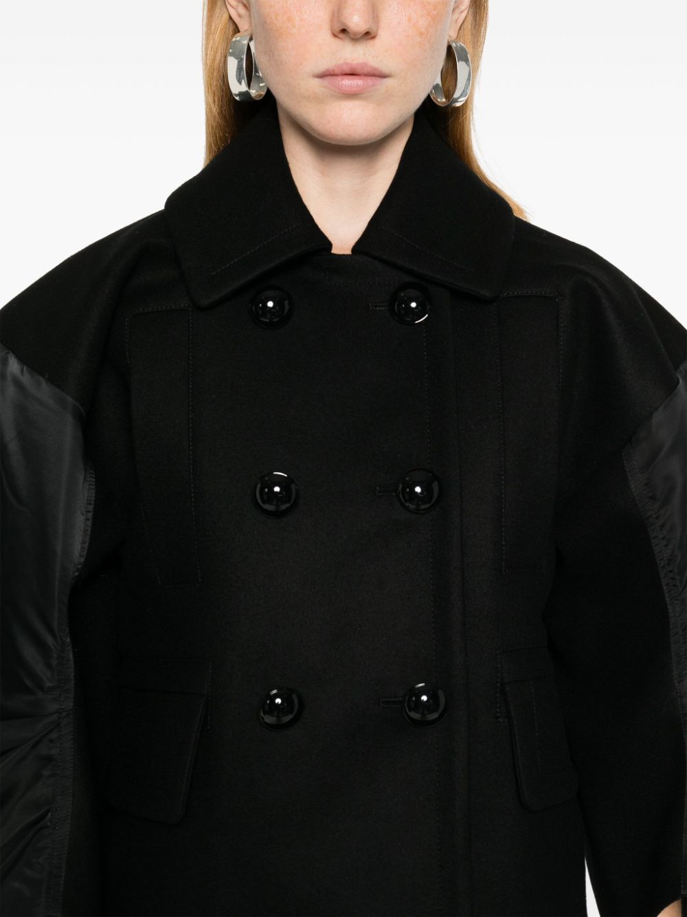 Shop Sacai Double-breasted Jacket In Black