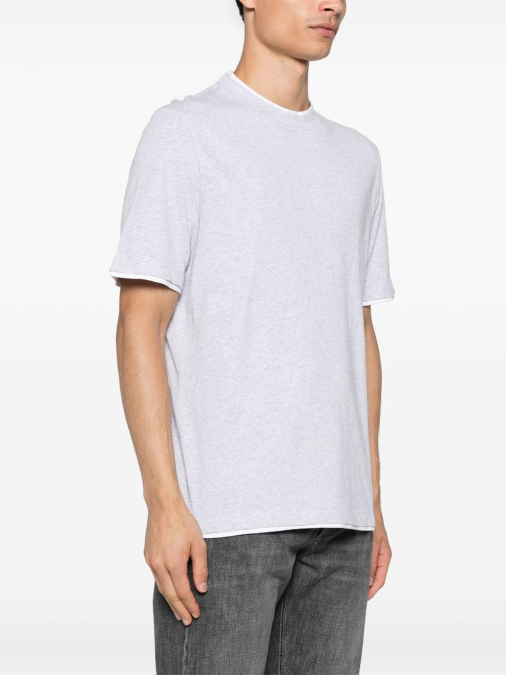 Shop Brunello Cucinelli Mélange-effect T-shirt In Grey