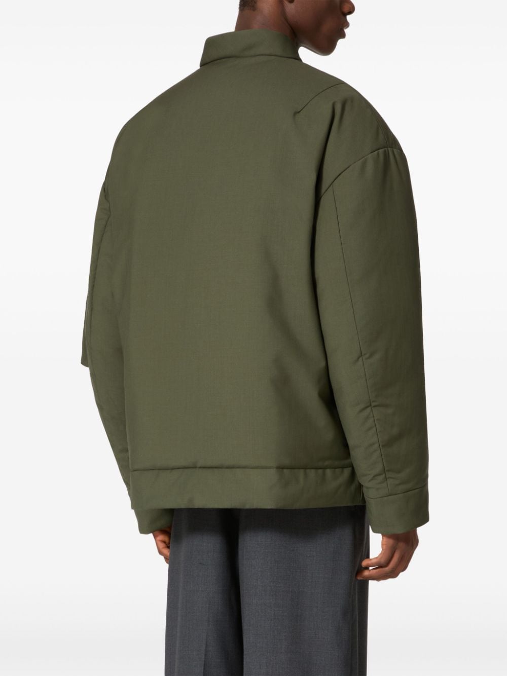 Shop Valentino Down Bomber Jacket In Green