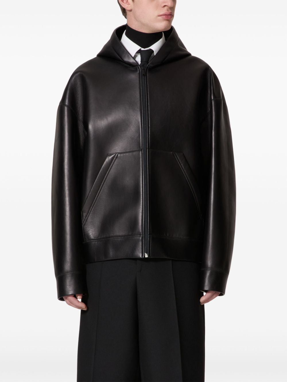 Shop Valentino Leather Lining Jacket In Black