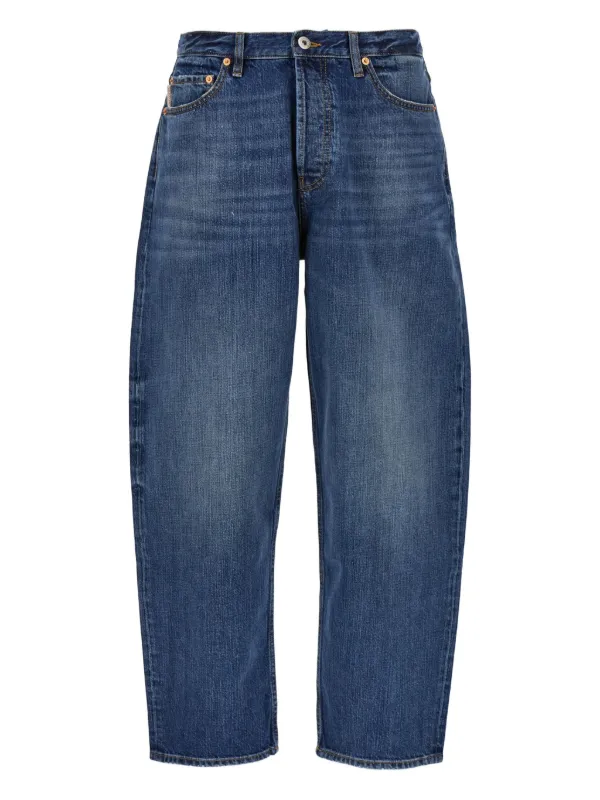 Valentino Garavani Logo-patch Loose-fit Jeans in Blue