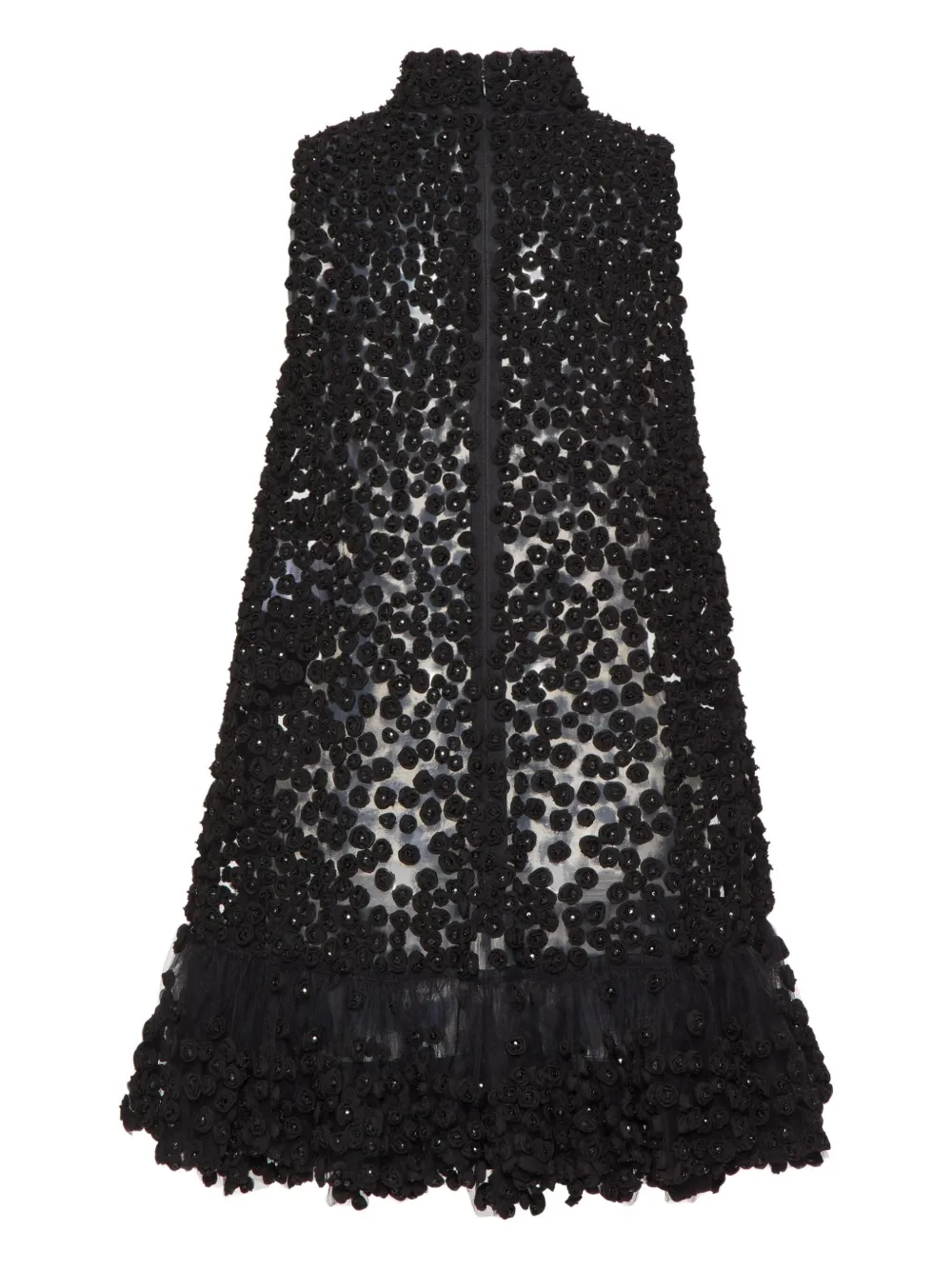 Valentino Floral-appliqué Mini Dress In Black