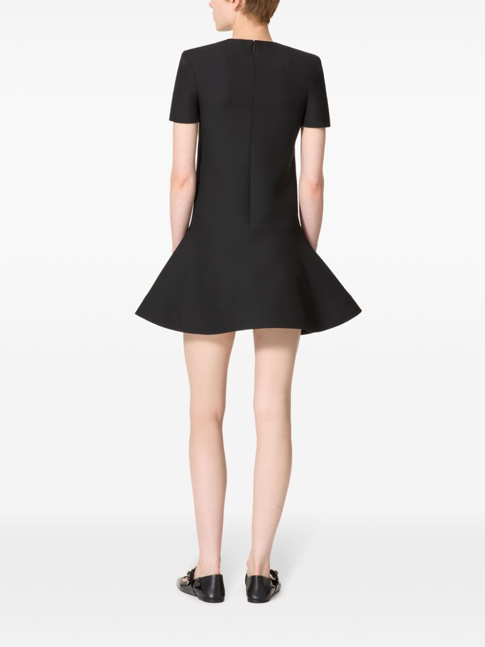 Shop Valentino Peplum Mini Dress In Black