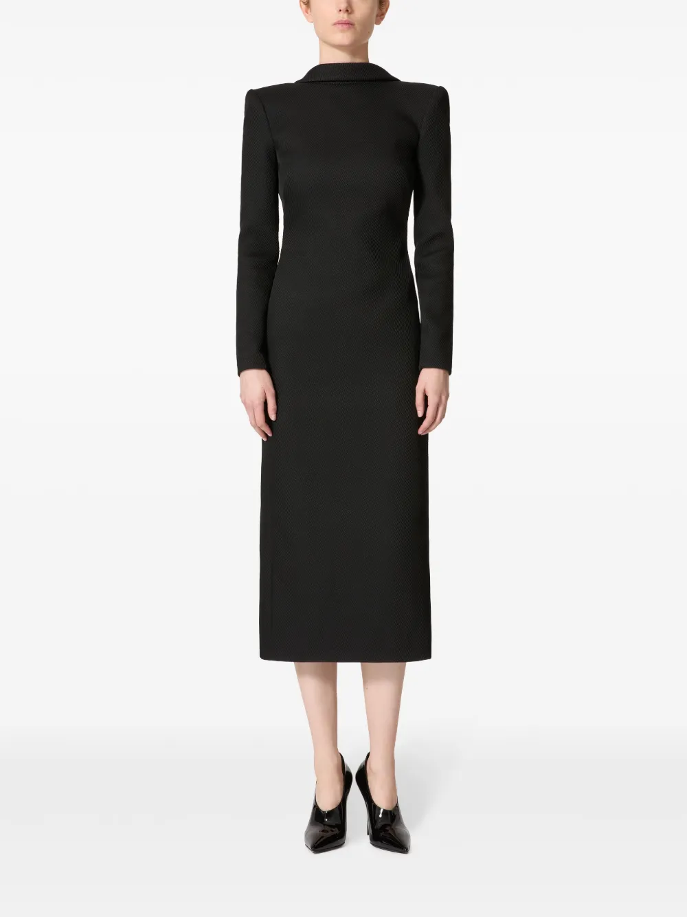Valentino Garavani Midi-jurk met V-rug Zwart