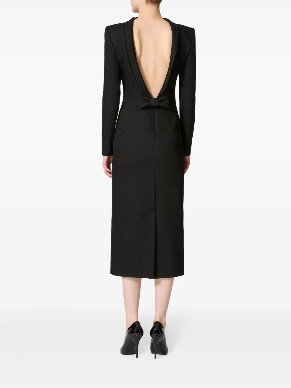 Valentino Garavani Midi-jurk met V-rug Zwart