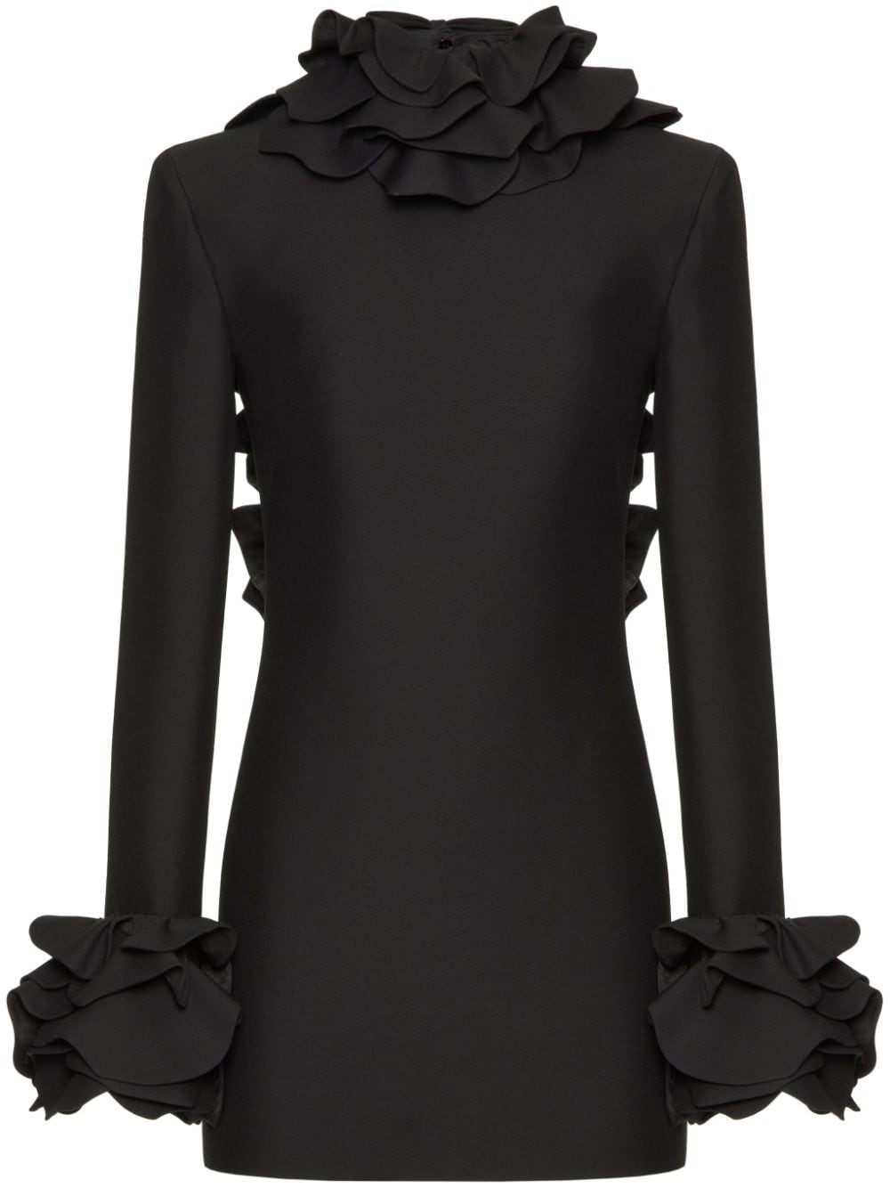 Shop Valentino Ruffled Mini Dress In Black