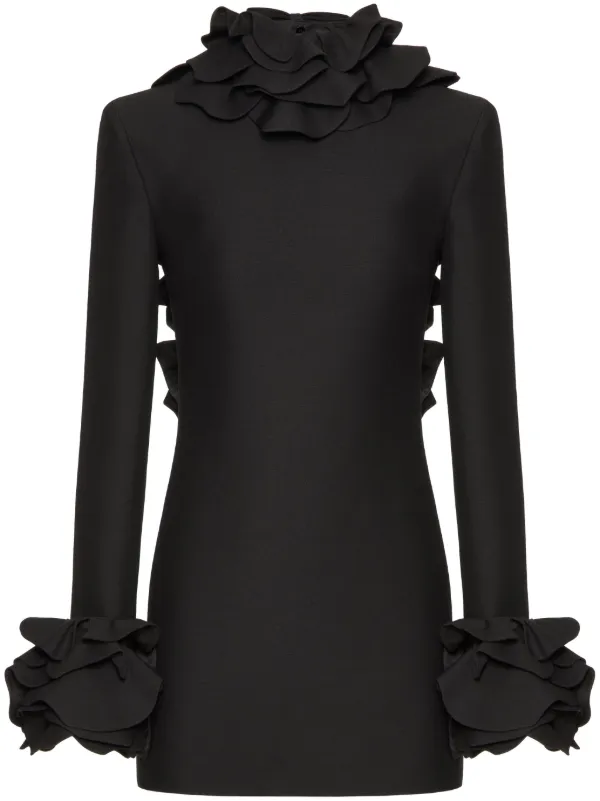 Valentino Garavani ラッフル ミニドレス | ブラック | FARFETCH JP
