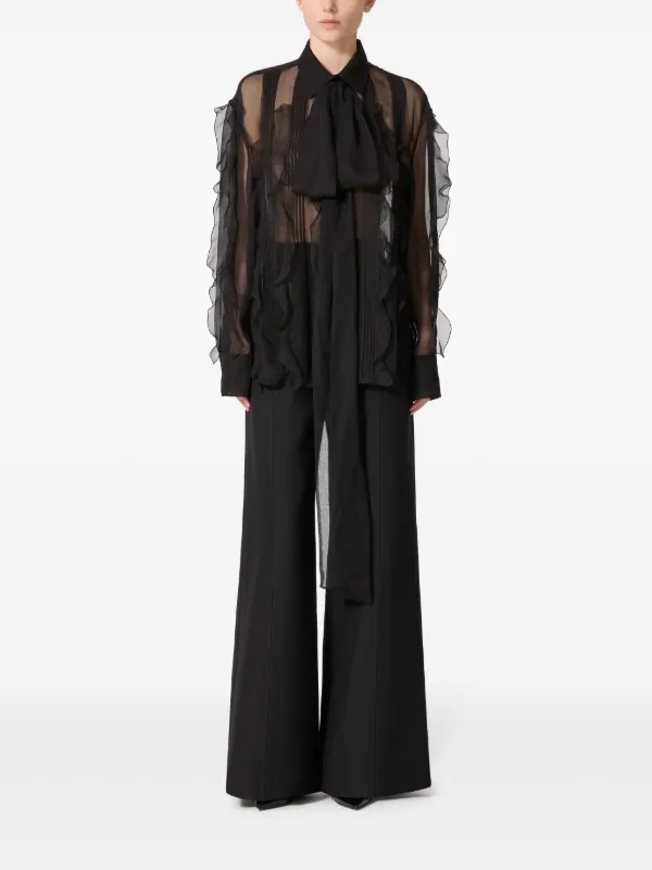 Valentino Garavani セミシアーブラウス | ブラック | FARFETCH JP