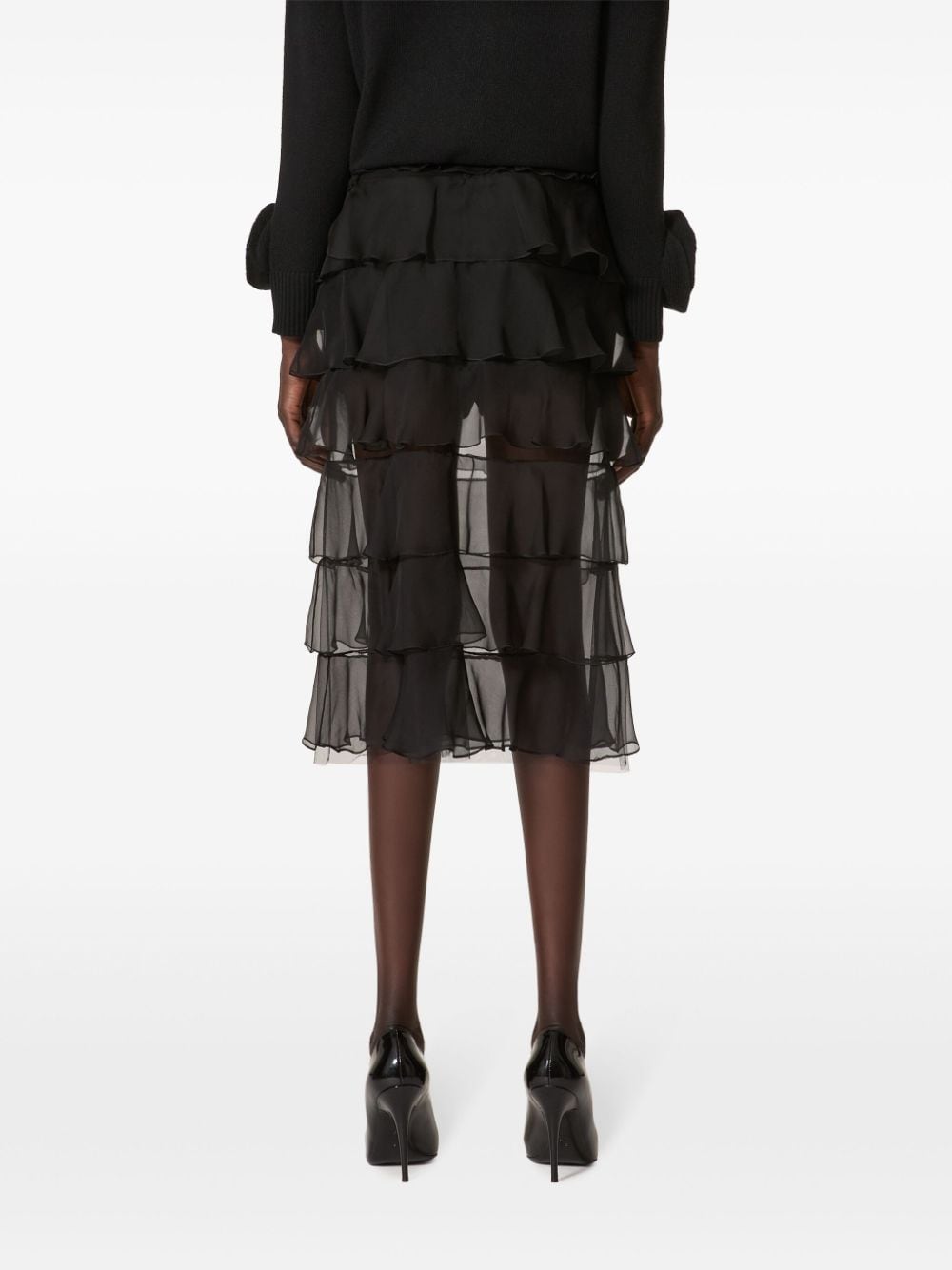 Shop Valentino Chiffon Skirt In Schwarz