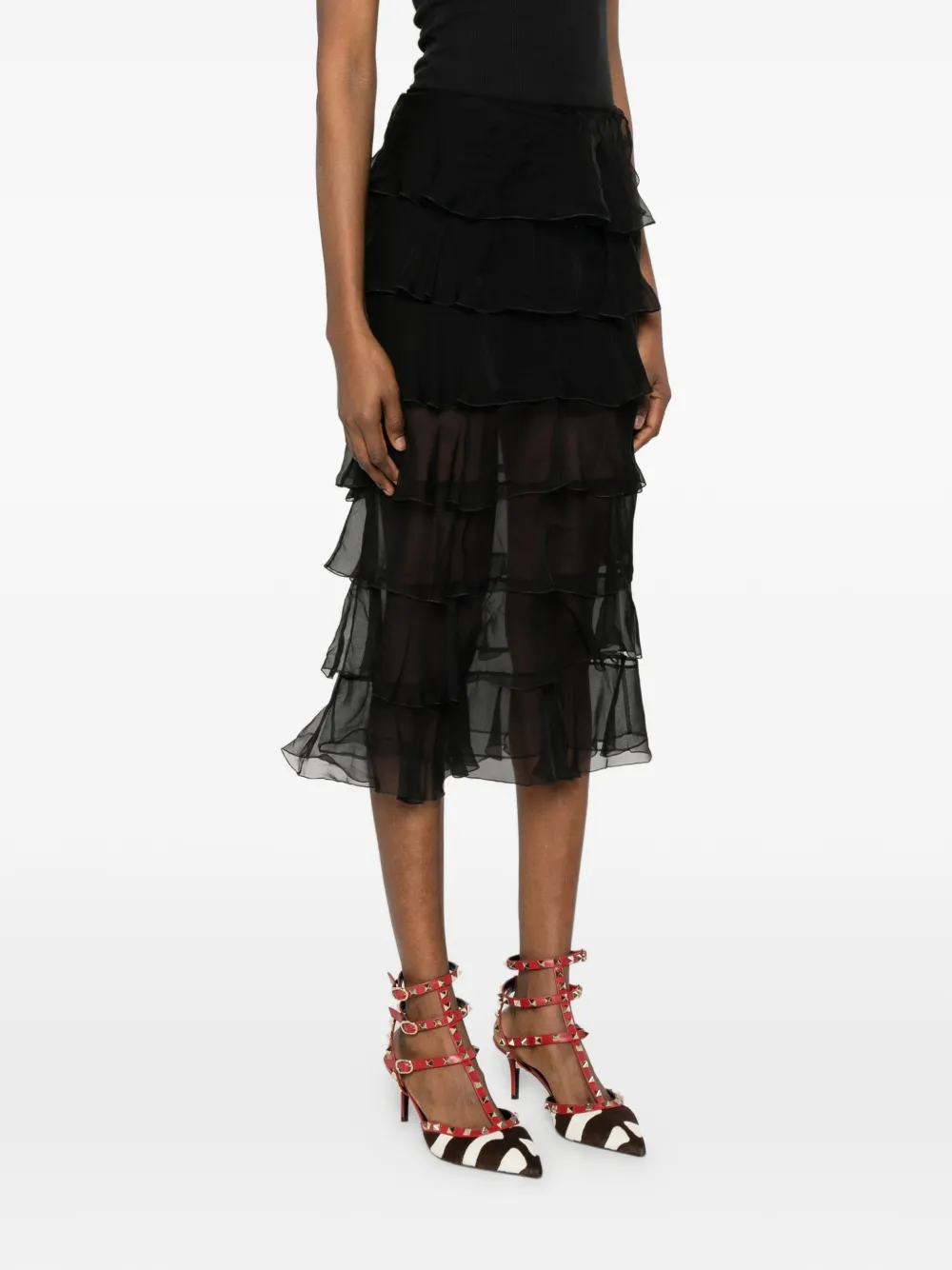 Valentino Garavani Chiffon rok Zwart
