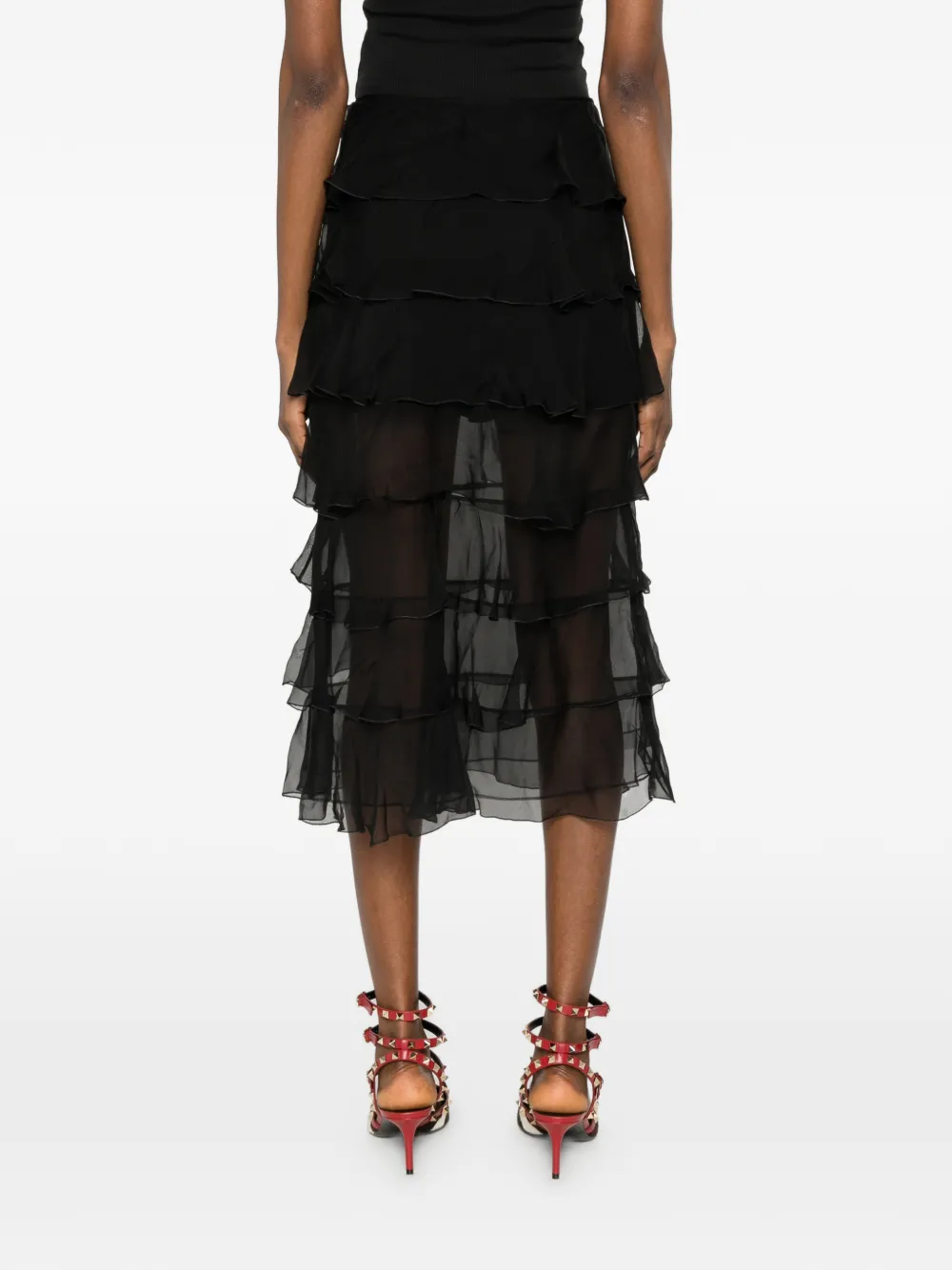 Valentino Garavani Chiffon rok Zwart