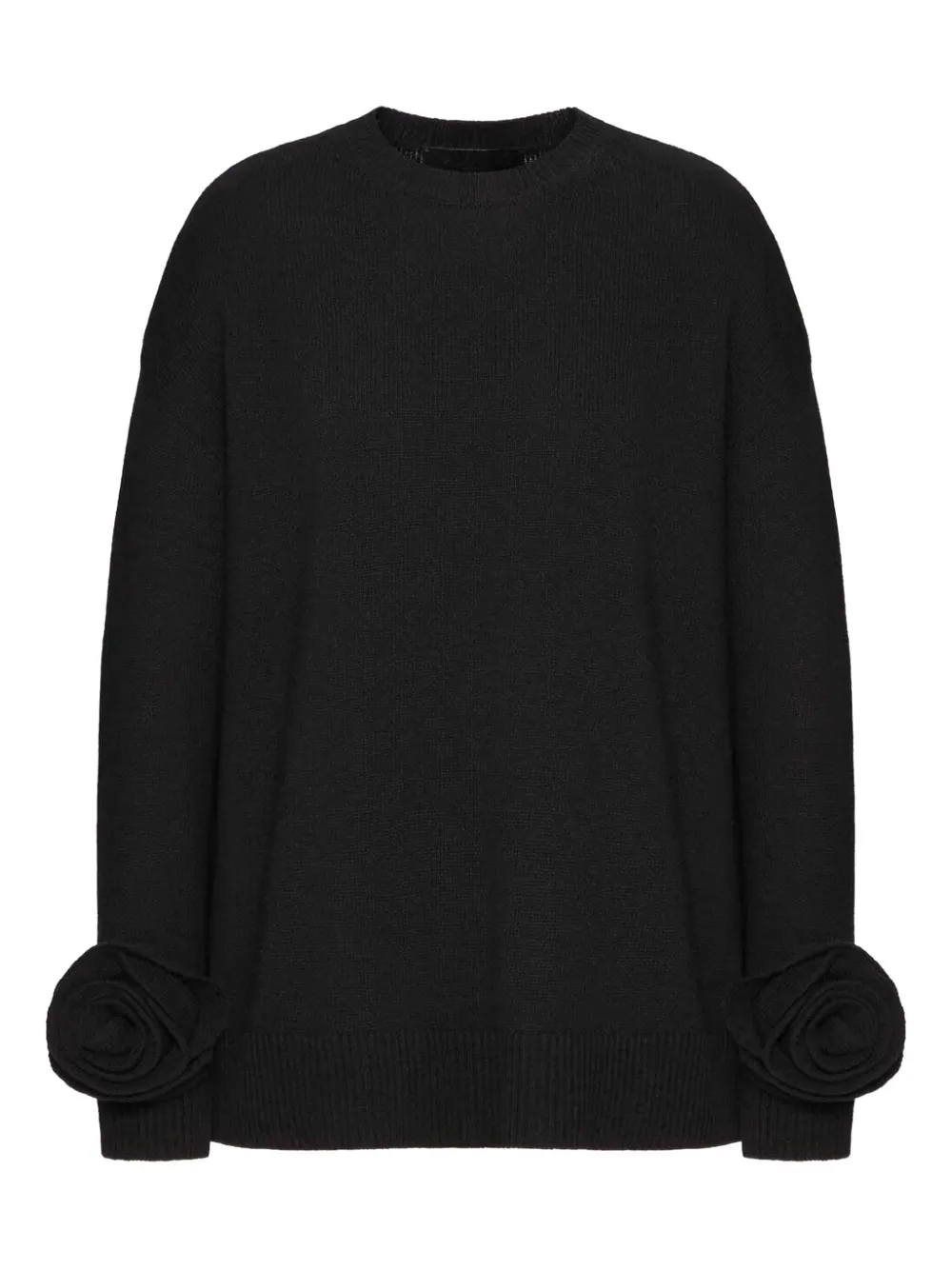 Valentino Garavani ローズアップリケ セーター - ブラック Valentino Garavani ローズアップリケ セーター - ブラック