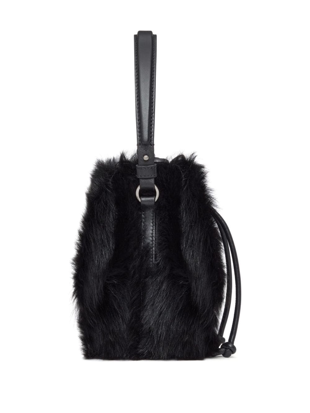 Shop Valentino Vlogo Sheepskin Bucket Bag In Schwarz