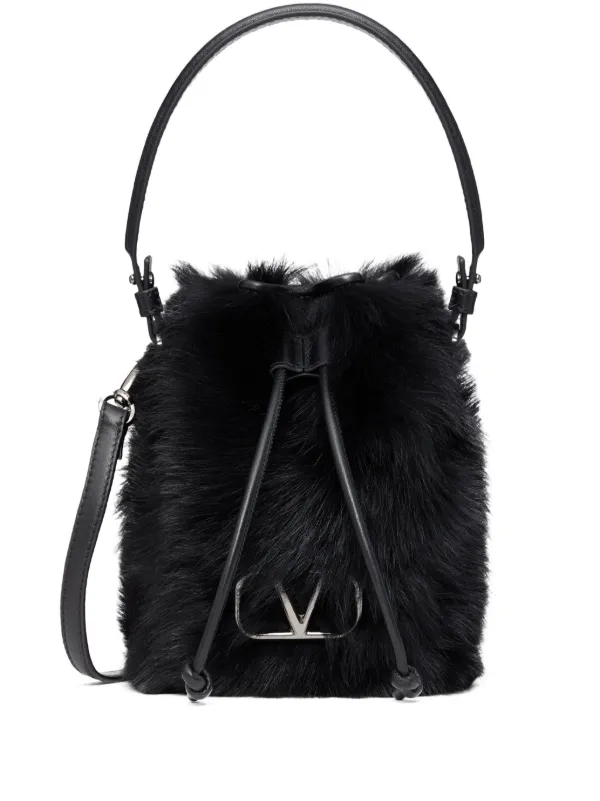 VALENTINO GARAVANI バケットバッグ 黒 Valentino Garavani Vロゴ レザーバケットバッグ ミニ