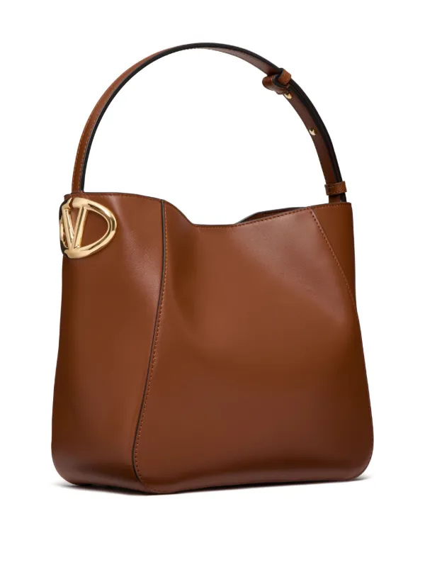 ショルダーバッグ・ポシェット VALENTINO BROWN LEATHER VLOGO BUCKET BAG Valentino Garavani VLogo Side Bucket Bag | Brown | FARFETCH JO