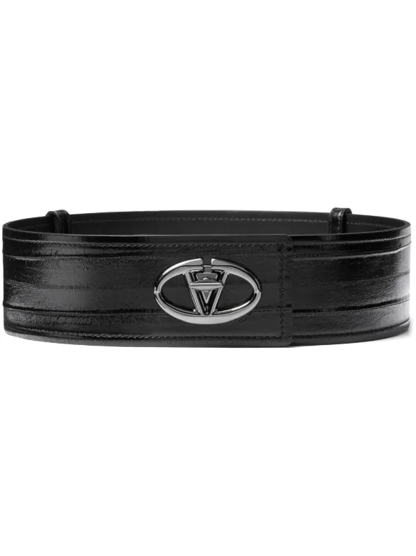 Bold Edition Leather Belt Valentino Garavani - Bold Edition Black & Tan Leather VLogo Belt main image 4