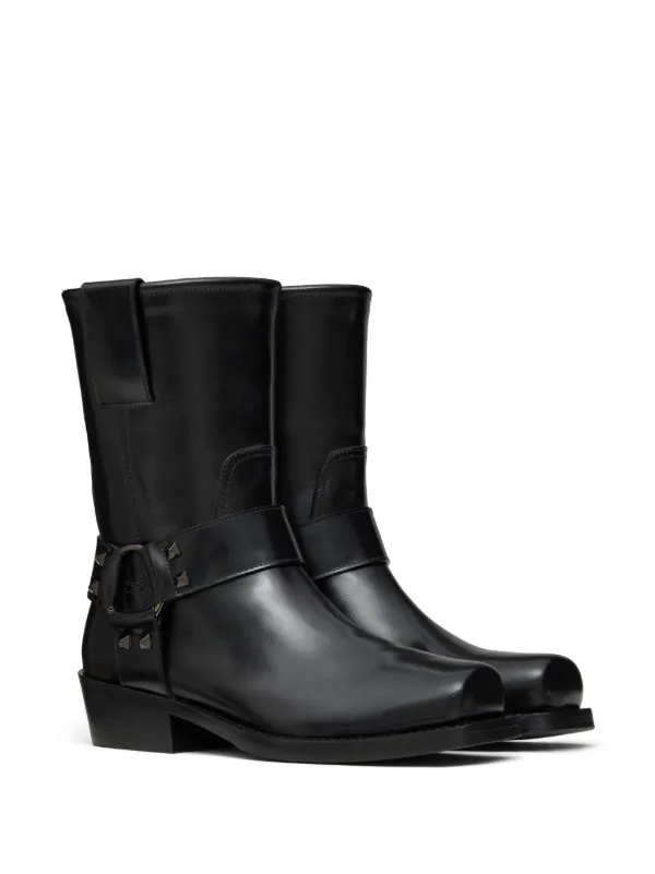 Valentino Garavani 40mm Rockstud Biker Boots | Black | FARFETCH