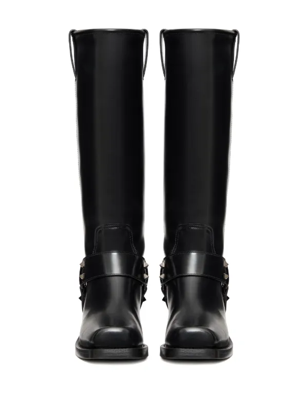 ミドルブーツ Valentino Garavani black boot Valentino Garavani Rockstud 40MM Calfskin Biker Boots | Saks