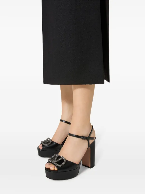 Valentino Garavani 115mm VLogo Signature Platform Sandals | Black