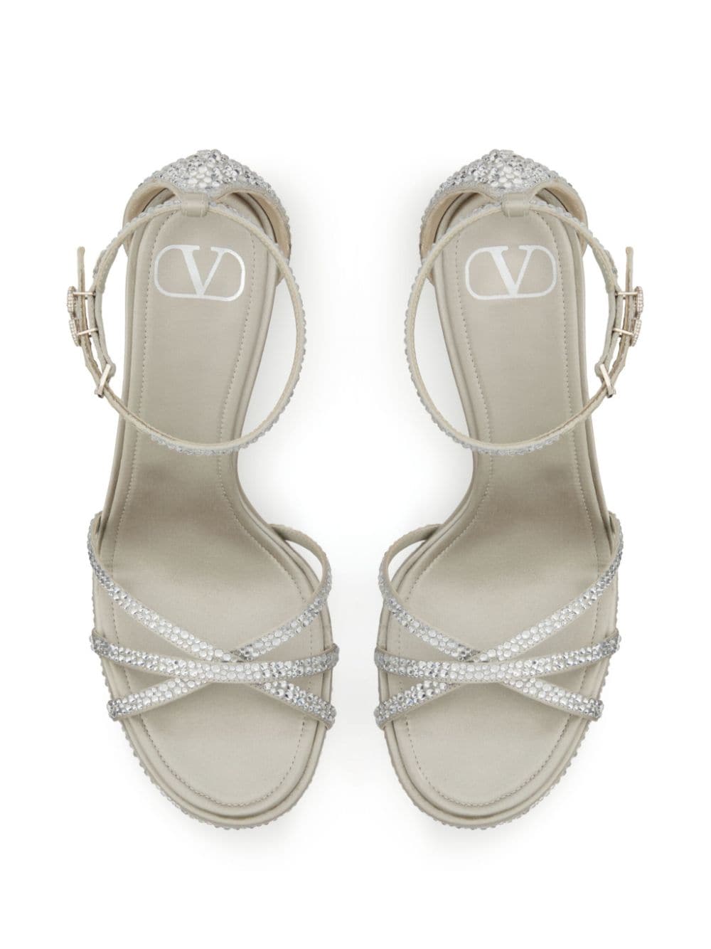 Shop Valentino 105mm Logo-buckle Sandals In Silver